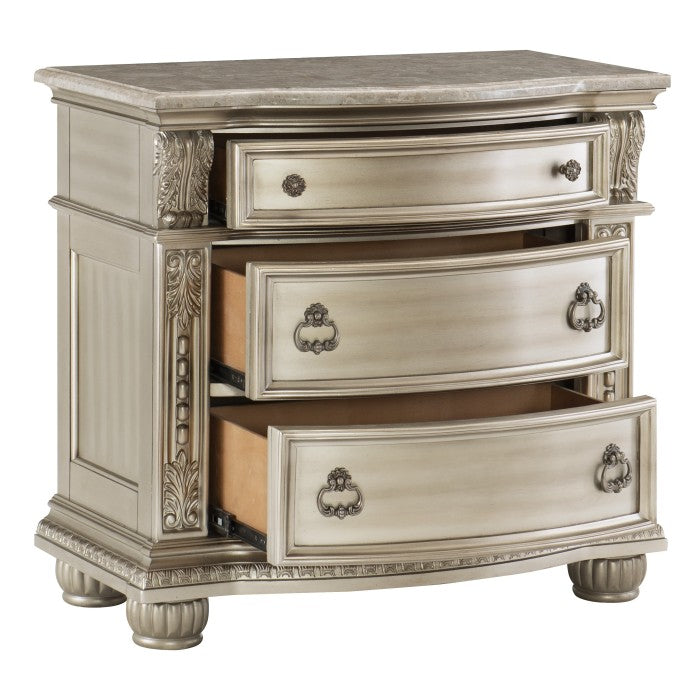 Cavalier Silver Nightstand - Ornate Home