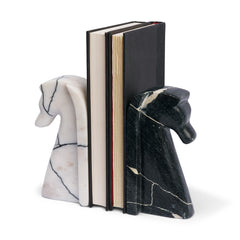 Cavalli Black/White Marble Horse Bookends - Ornate Home