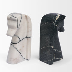 Cavalli Black/White Marble Horse Bookends - Ornate Home