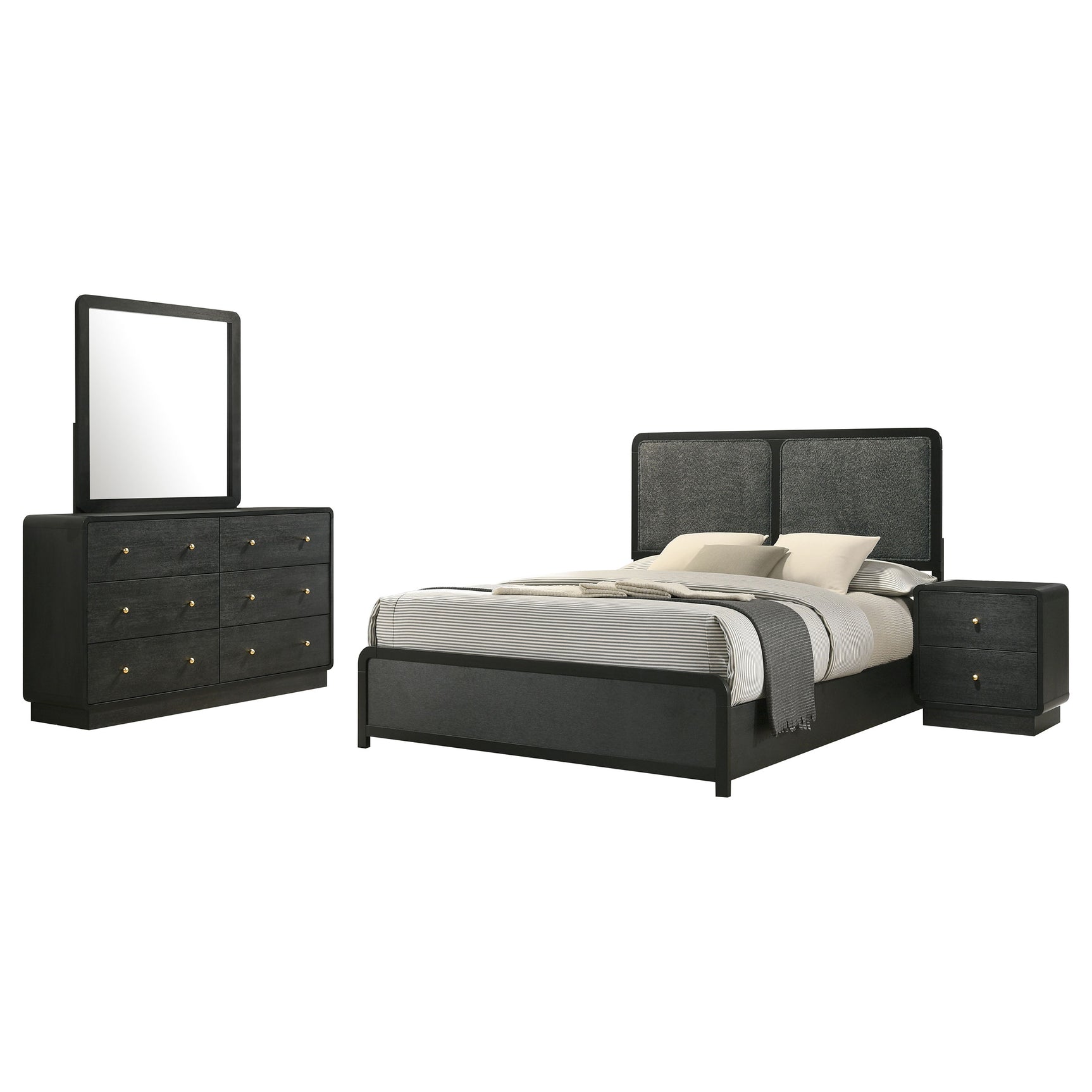 Cavelle BLACK 4-piece Queen Bedroom Set - Ornate Home