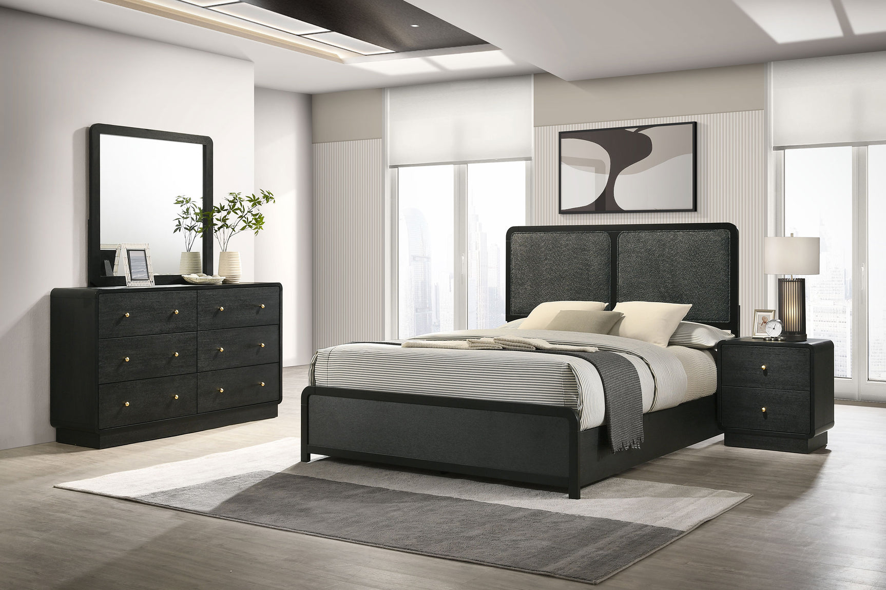 Cavelle Black 4-piece Full Bedroom Set - Ornate Home