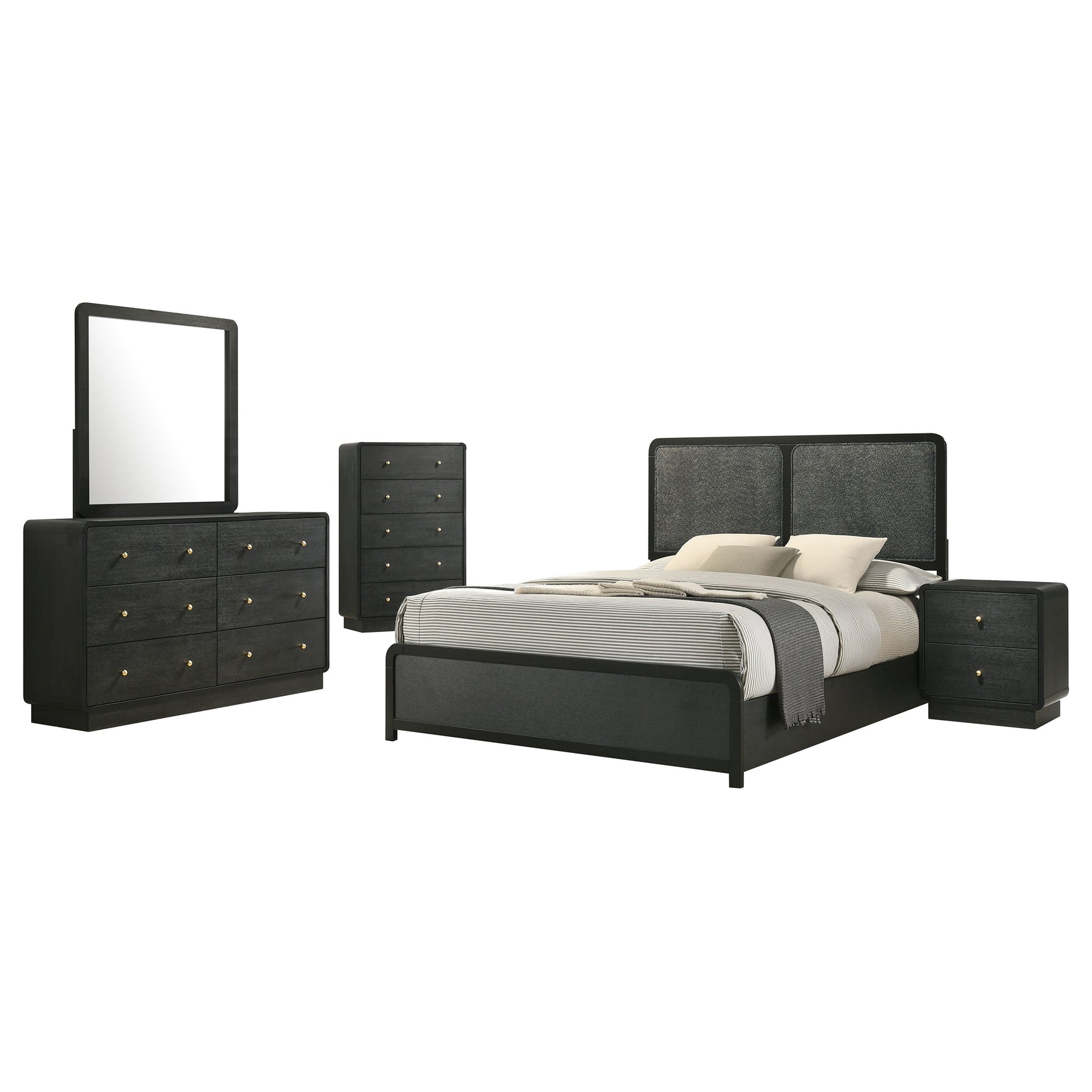 Cavelle Black 5-piece Full Bedroom Set - Ornate Home