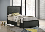 Cavelle Black 51-inch Upholstered Twin Panel Bed - Ornate Home