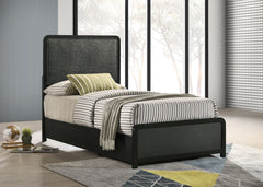 Cavelle Black 51-inch Upholstered Twin Panel Bed - Ornate Home