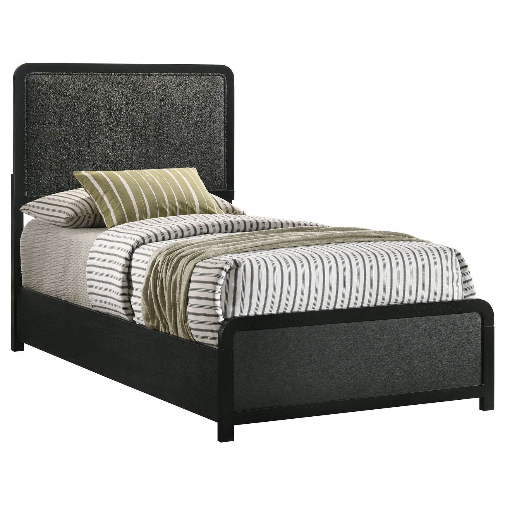 Cavelle Black 51-inch Upholstered Twin Panel Bed - Ornate Home