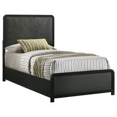 Cavelle Black 51-inch Upholstered Twin Panel Bed - Ornate Home