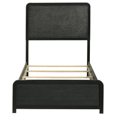 Cavelle Black 51-inch Upholstered Twin Panel Bed - Ornate Home