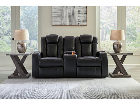 Caveman Den Midnight Power Reclining Loveseat with Console - Ornate Home
