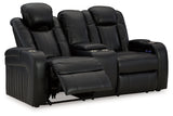 Caveman Den Midnight Power Reclining Loveseat with Console - Ornate Home
