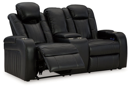 Caveman Den Midnight Power Reclining Loveseat with Console - Ornate Home