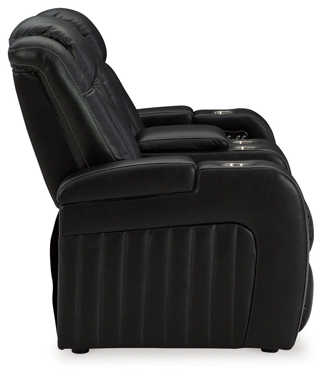 Caveman Den Midnight Power Reclining Loveseat with Console - Ornate Home