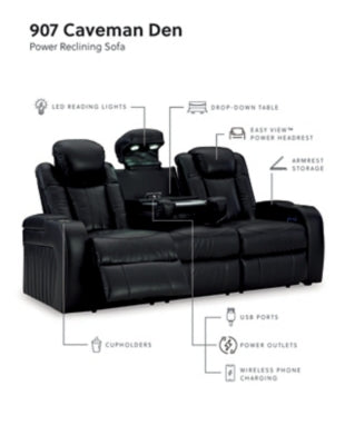 Caveman Den Midnight Power Reclining Sofa and Loveseat - Ornate Home