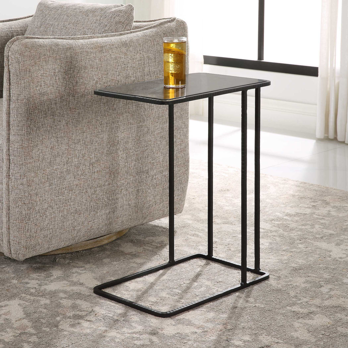 Cavern Black Stone & Iron Accent Table - Ornate Home