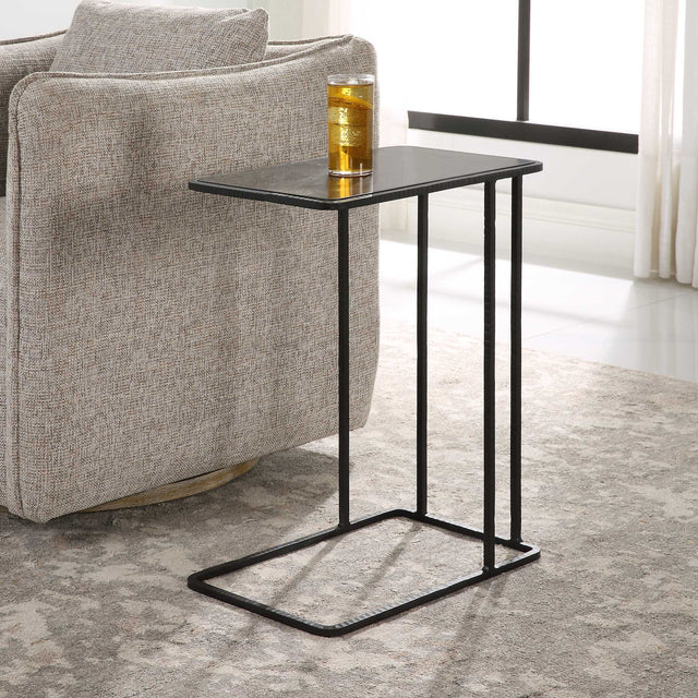 Cavern Black Stone & Iron Accent Table - Ornate Home