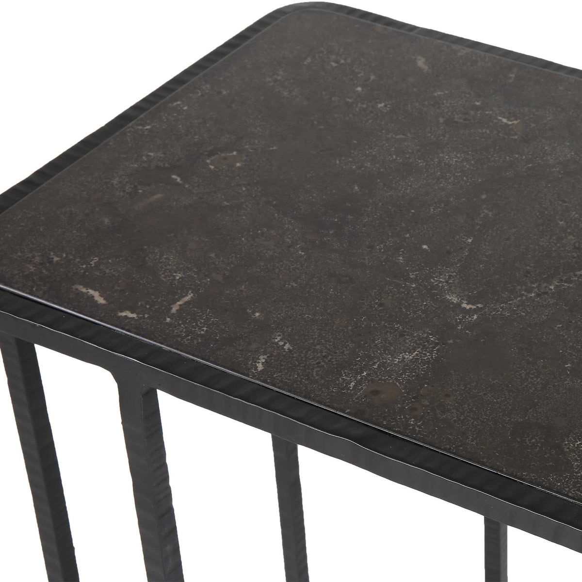 Cavern Black Stone & Iron Accent Table - Ornate Home
