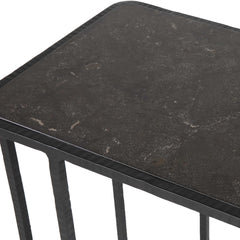 Cavern Black Stone & Iron Accent Table - Ornate Home