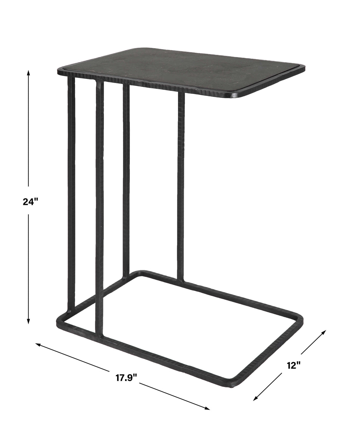 Cavern Black Stone & Iron Accent Table - Ornate Home