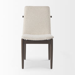 Cavett Cream Curved Back Dining Side Chair with Dark Brown Wood (Set of 2) - Ornate Home