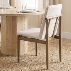 Cavett Cream Curved Back Dining Side Chair with Light Brown Wood (Set of 2) - Ornate Home