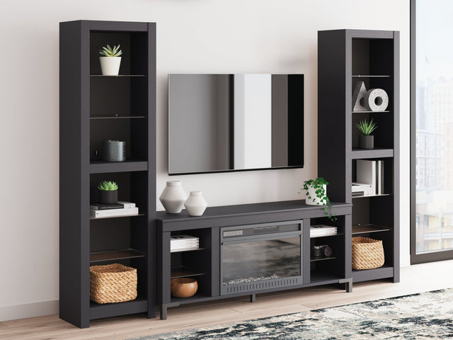 Cayberry Black 3-Piece Entertainment Center w/Electric Fireplace (Online Special Price) - Ornate Home