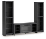 Cayberry Black 3-Piece Entertainment Center w/Electric Fireplace (Online Special Price) - Ornate Home
