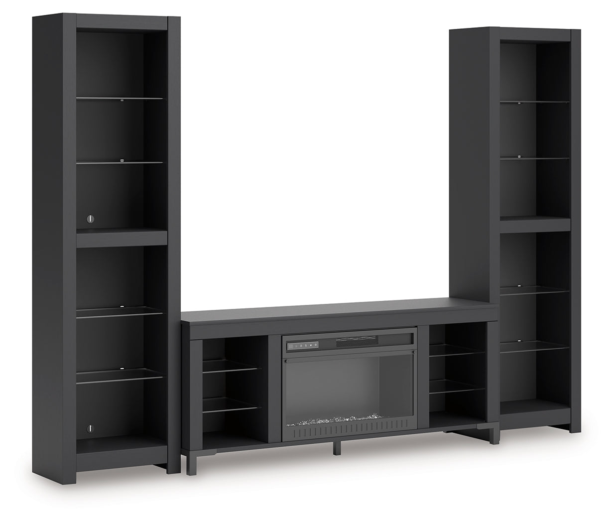 Cayberry Black 3-Piece Entertainment Center w/Electric Fireplace (Online Special Price) - Ornate Home