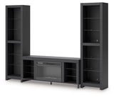 Cayberry Black 3-Piece Entertainment Center w/Electric Fireplace (Online Special Price) - Ornate Home
