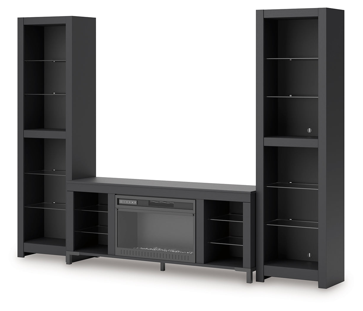 Cayberry Black 3-Piece Entertainment Center w/Electric Fireplace (Online Special Price) - Ornate Home