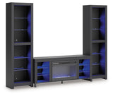 Cayberry Black 3-Piece Entertainment Center w/Electric Fireplace (Online Special Price) - Ornate Home