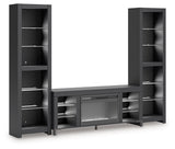 Cayberry Black 3-Piece Entertainment Center w/Electric Fireplace (Online Special Price) - Ornate Home