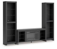 Cayberry Black 3-Piece Entertainment Center w/Electric Fireplace - Ornate Home