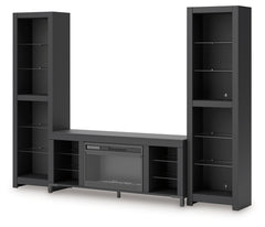 Cayberry Black 3-Piece Entertainment Center w/Electric Fireplace - Ornate Home