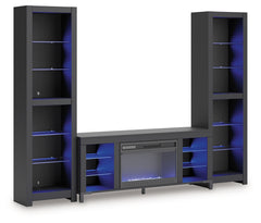 Cayberry Black 3-Piece Entertainment Center w/Electric Fireplace - Ornate Home