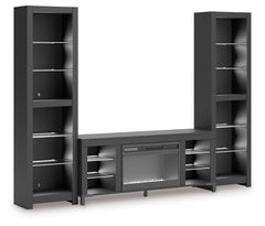 Cayberry Black 3-Piece Entertainment Center w/Electric Fireplace - Ornate Home