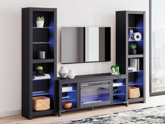 Cayberry Black 3-Piece Entertainment Center w/Electric Fireplace - Ornate Home
