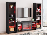Cayberry Black 3-Piece Entertainment Center w/Electric Fireplace - Ornate Home