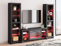 Cayberry Black 3-Piece Entertainment Center w/Electric Fireplace - Ornate Home