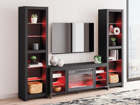 Cayberry Black 3-Piece Entertainment Center w/Electric Fireplace - Ornate Home