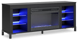 Cayberry Black 60" TV Stand with Electric Fireplace (Online Special Price) - Ornate Home