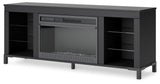 Cayberry Black 60" TV Stand with Electric Fireplace (Online Special Price) - Ornate Home