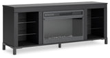 Cayberry Black 60" TV Stand with Electric Fireplace (Online Special Price) - Ornate Home