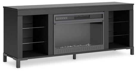 Cayberry Black 60" TV Stand with Electric Fireplace - Ornate Home