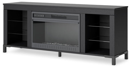 Cayberry Black 60" TV Stand with Electric Fireplace - Ornate Home
