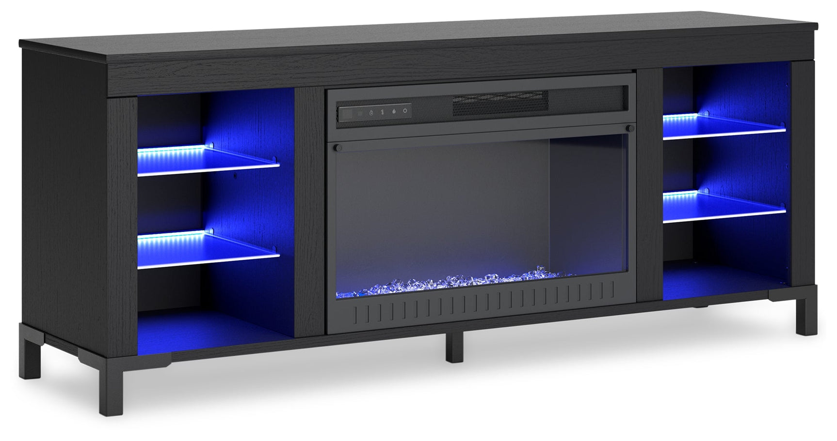 Cayberry Black 60" TV Stand with Electric Fireplace - Ornate Home