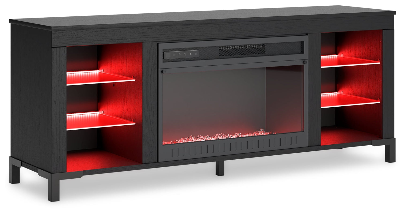 Cayberry Black 60" TV Stand with Electric Fireplace - Ornate Home