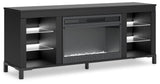 Cayberry Black 60" TV Stand with Electric Fireplace - Ornate Home