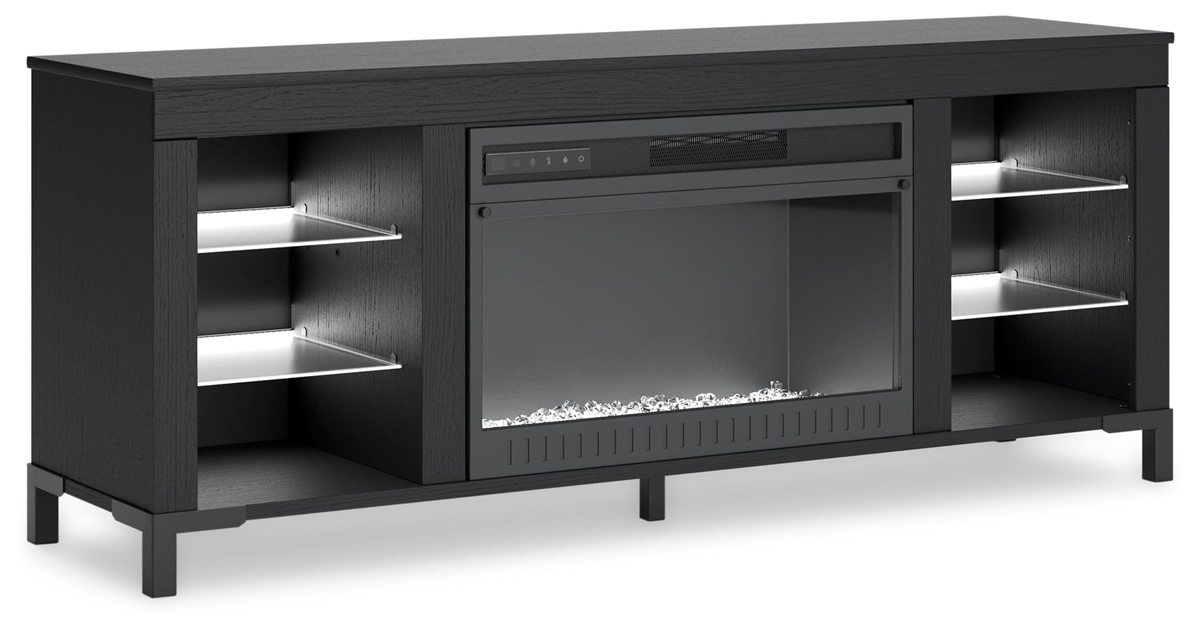 Cayberry Black 60" TV Stand with Electric Fireplace - Ornate Home