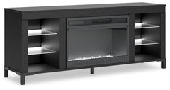 Cayberry Black 60" TV Stand with Electric Fireplace - Ornate Home