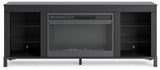 Cayberry Black 60" TV Stand with Electric Fireplace - Ornate Home