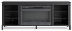 Cayberry Black 60" TV Stand with Electric Fireplace - Ornate Home